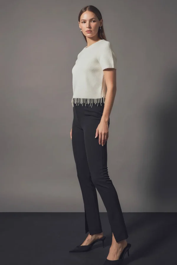 ENDLESS ROSE Sweaters & Knits | Tops*- Premium Pearl Trim Knit Top