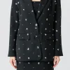 ENDLESS ROSE Blazers | Tops*- Premium Sequins Floral Embroidery Blazer BLACK