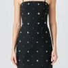 ENDLESS ROSE Sequin Dresses | Floral Dresses*- Premium Sequins Floral Embroidery Mini Dress BLACK