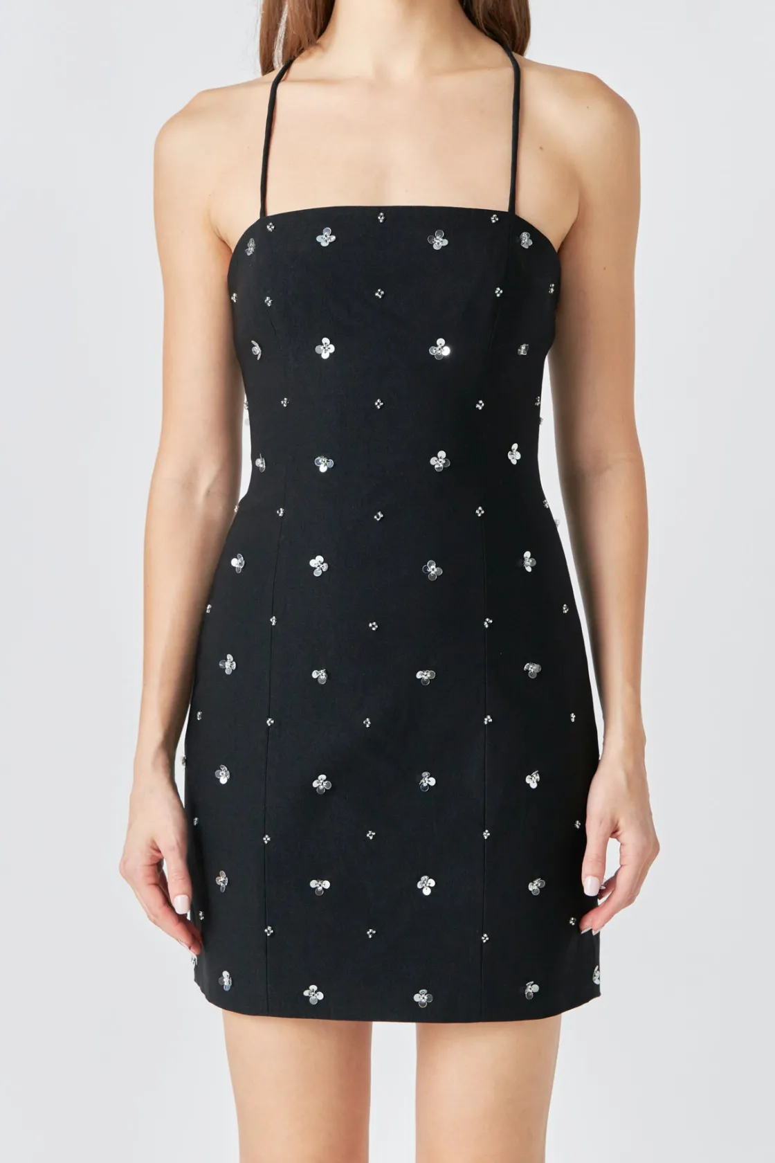 endless_rose__premium_seq_0-4.webp ENDLESS ROSE Sequin Dresses | Floral Dresses*- Premium Sequins Floral Embroidery Mini Dress BLACK