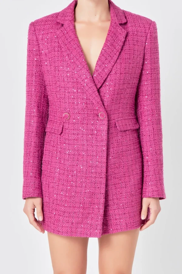 ENDLESS ROSE Blazers | Tops*- Premium Sequin Tweed Blazer Romper