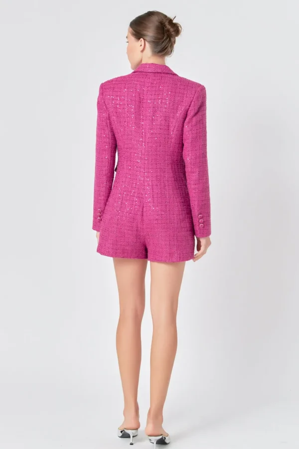 ENDLESS ROSE Blazers | Tops*- Premium Sequin Tweed Blazer Romper