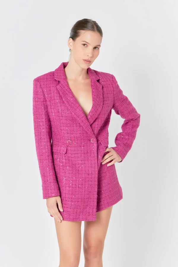 ENDLESS ROSE Blazers | Tops*- Premium Sequin Tweed Blazer Romper