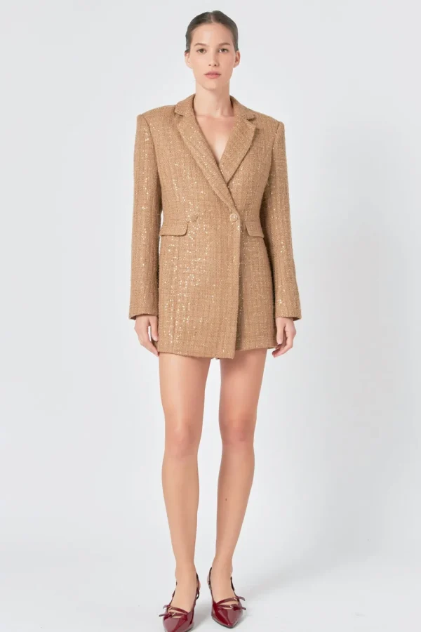 ENDLESS ROSE Blazers | Tops*- Premium Sequin Tweed Blazer Romper