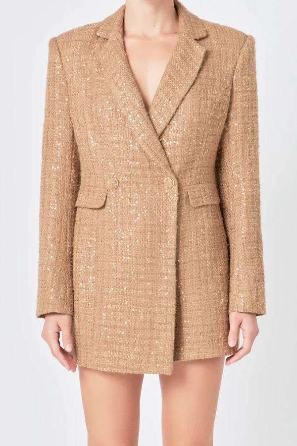 ENDLESS ROSE Blazers | Tops*- Premium Sequin Tweed Blazer Romper