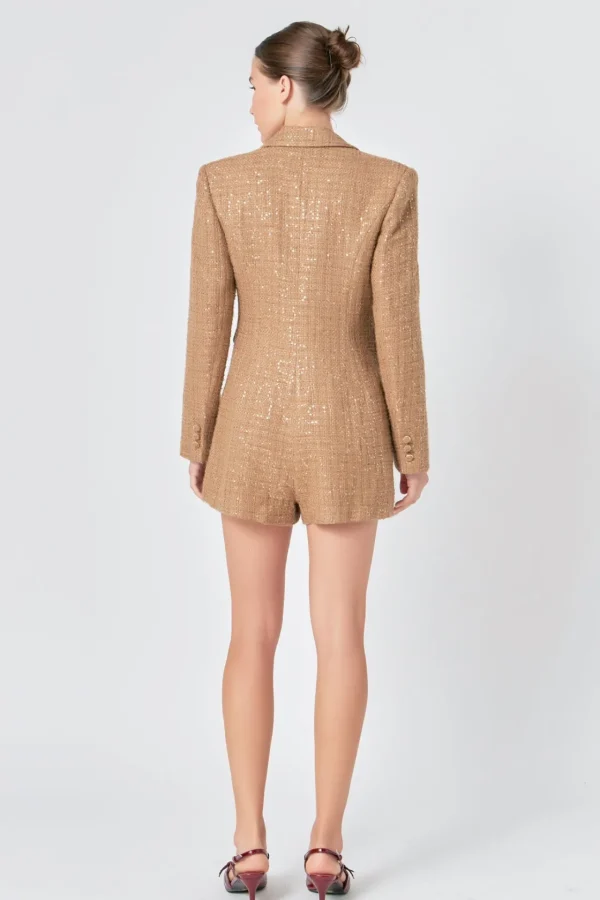 ENDLESS ROSE Blazers | Tops*- Premium Sequin Tweed Blazer Romper