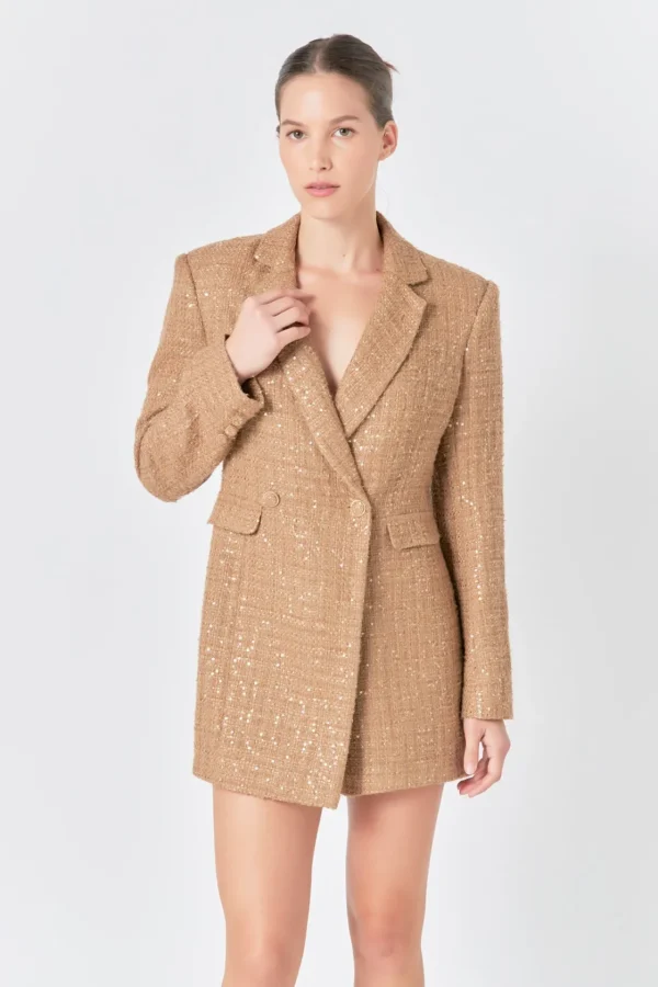 ENDLESS ROSE Blazers | Tops*- Premium Sequin Tweed Blazer Romper