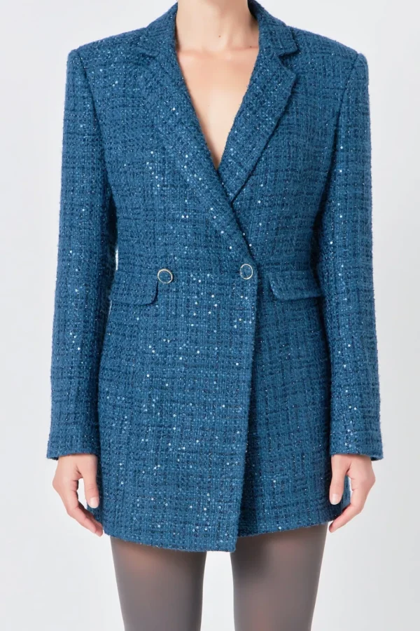 ENDLESS ROSE Blazers | Tops*- Premium Sequin Tweed Blazer Romper