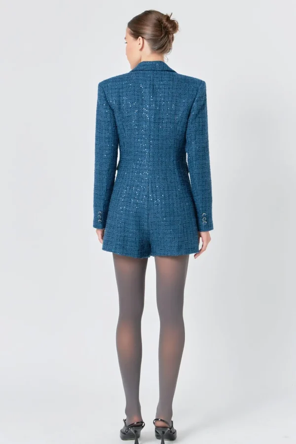 ENDLESS ROSE Blazers | Tops*- Premium Sequin Tweed Blazer Romper