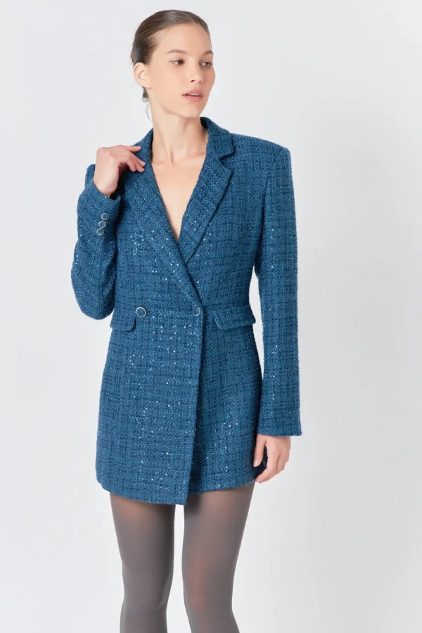 ENDLESS ROSE Blazers | Tops*- Premium Sequin Tweed Blazer Romper