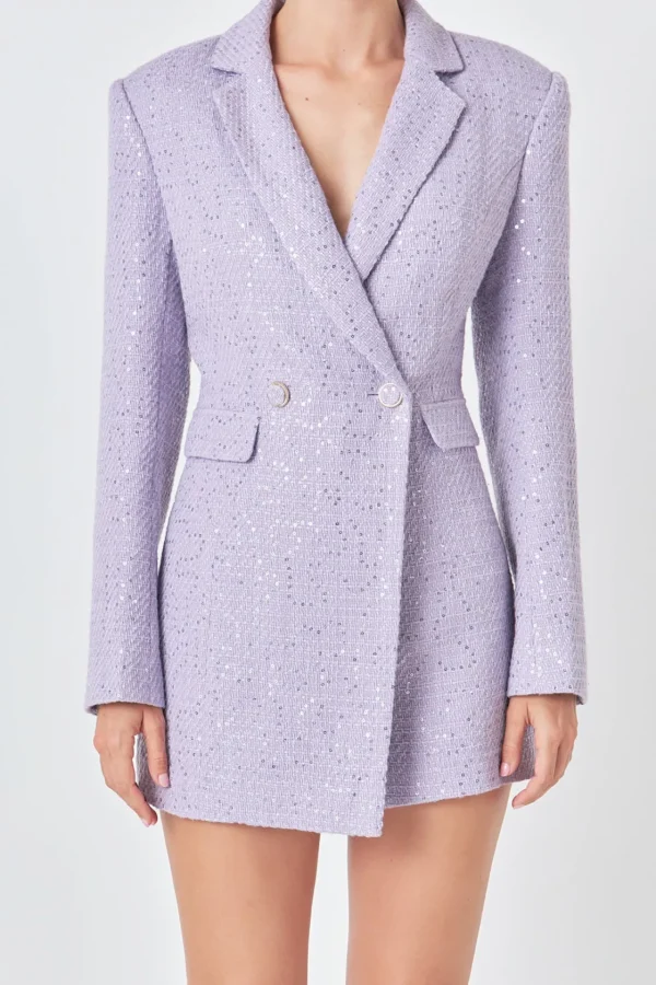 ENDLESS ROSE Blazers | Tops*- Premium Sequin Tweed Blazer Romper