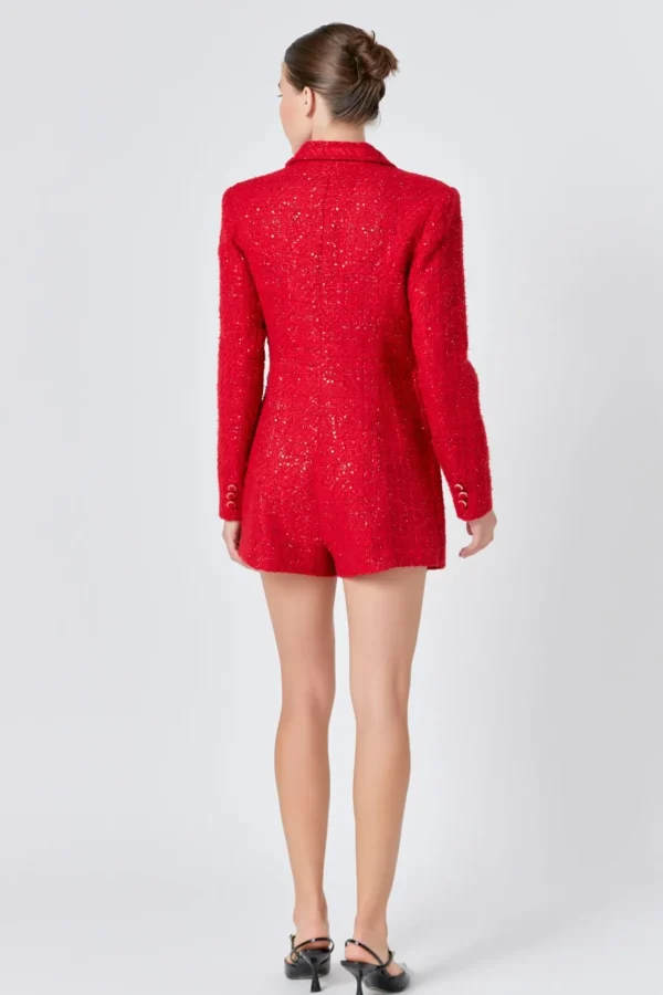 ENDLESS ROSE Blazers | Tops*- Premium Sequin Tweed Blazer Romper