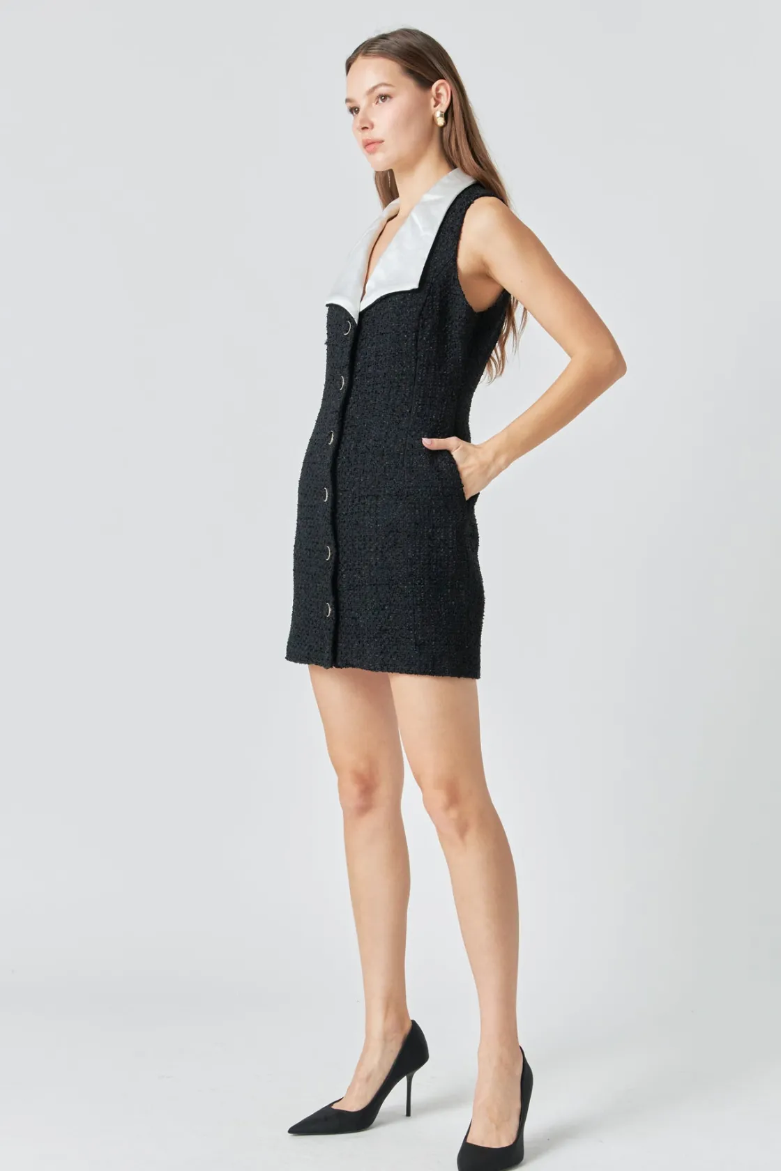 endless_rose__premium_sle_1.webp ENDLESS ROSE Little Black Dress | Bodycon Dresses*- Premium Sleeveless Tweed Mini Dress BLACK