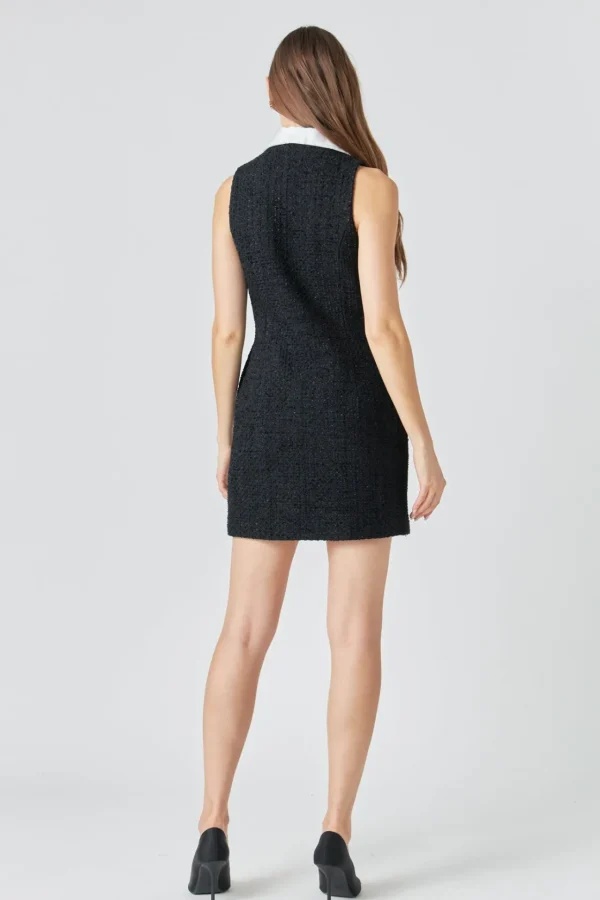 ENDLESS ROSE Little Black Dress | Bodycon Dresses*- Premium Sleeveless Tweed Mini Dress BLACK