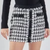 ENDLESS ROSE Skirts | Tops*- Premium Tweed Mini Skirt With Fringe BLACK/WHITE