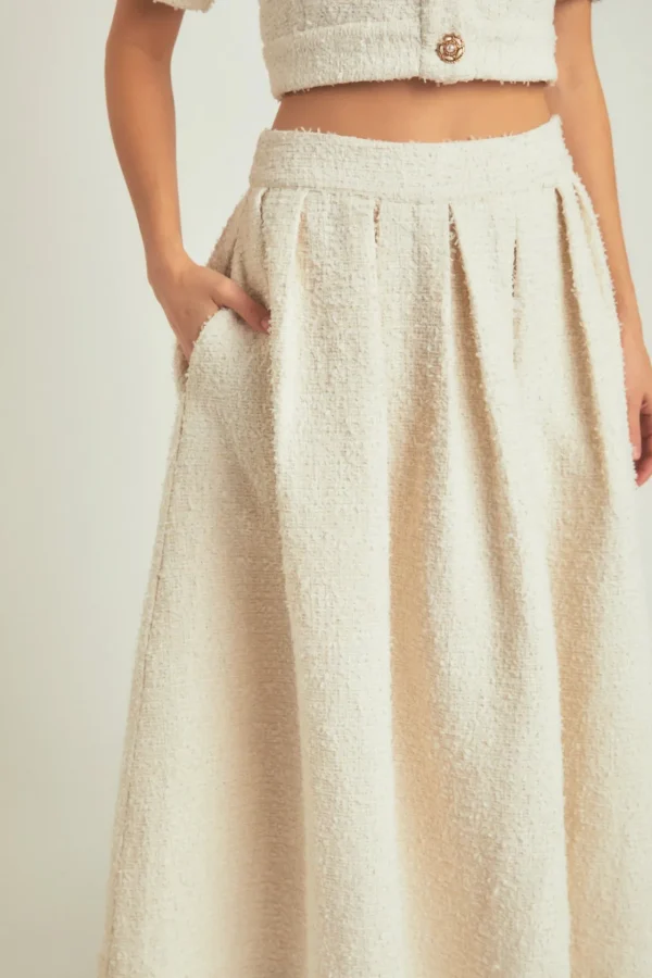 ENDLESS ROSE Matching Sets | Skirts*- Premium Tweed Maxi Skirt IVORY