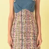 ENDLESS ROSE Tweed Dresses | Matching Sets*- Premium Tweed Square Neck Dress PINKMULTI