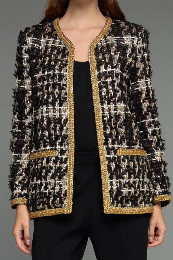 ENDLESS ROSE Jackets & Coats | Tops*- Premium Tweed Jacket BLACKMULTI