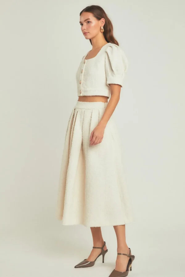 ENDLESS ROSE Matching Sets | Skirts*- Premium Tweed Maxi Skirt IVORY