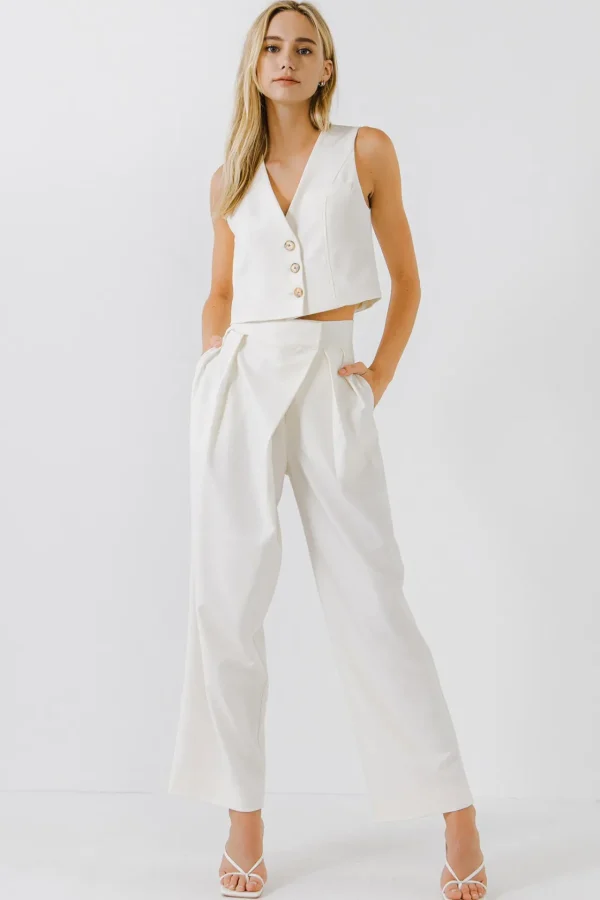 ENDLESS ROSE Tops*- Priam Cropped Button Down Vest