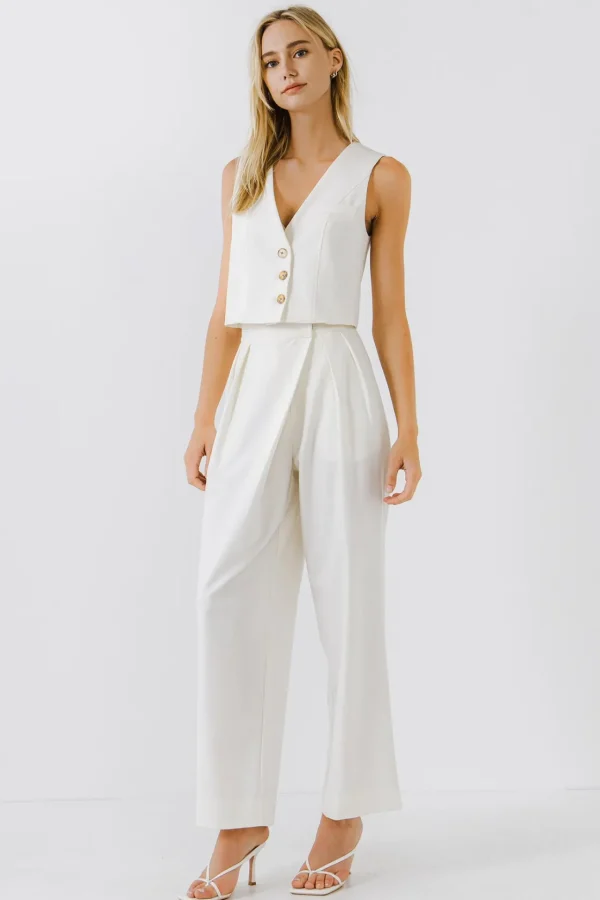 ENDLESS ROSE Tops*- Priam Cropped Button Down Vest