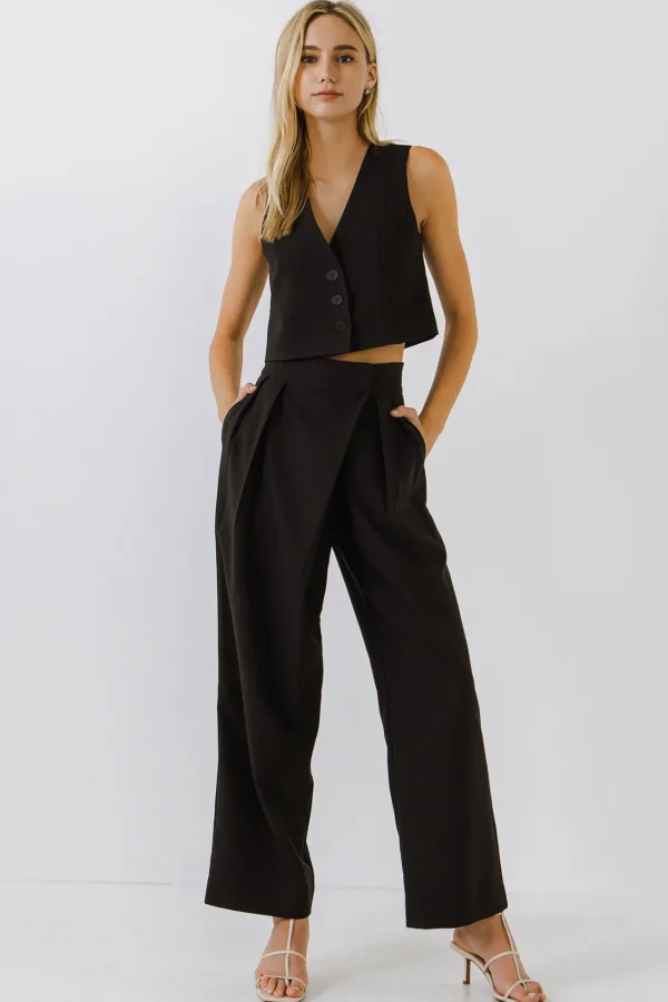 ENDLESS ROSE Tops*- Priam Cropped Button Down Vest