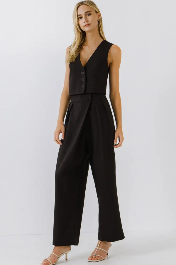 ENDLESS ROSE Tops*- Priam Cropped Button Down Vest