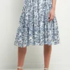 ENDLESS ROSE Skirts | Tops*- Print Linen Midi Skirt BLUE
