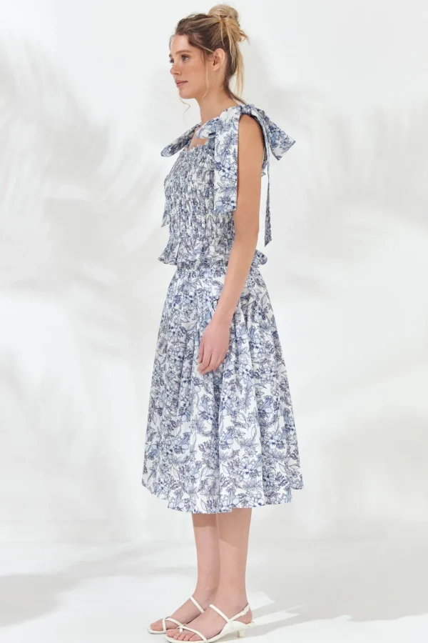 ENDLESS ROSE Skirts | Tops*- Print Linen Midi Skirt BLUE