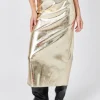 ENDLESS ROSE Skirts | Tops*- Printed Foil Faux Leather Maxi Skirt CHAMPAGNE