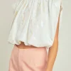 ENDLESS ROSE Tops*- Printed Foil Sleeveless Top WHITE