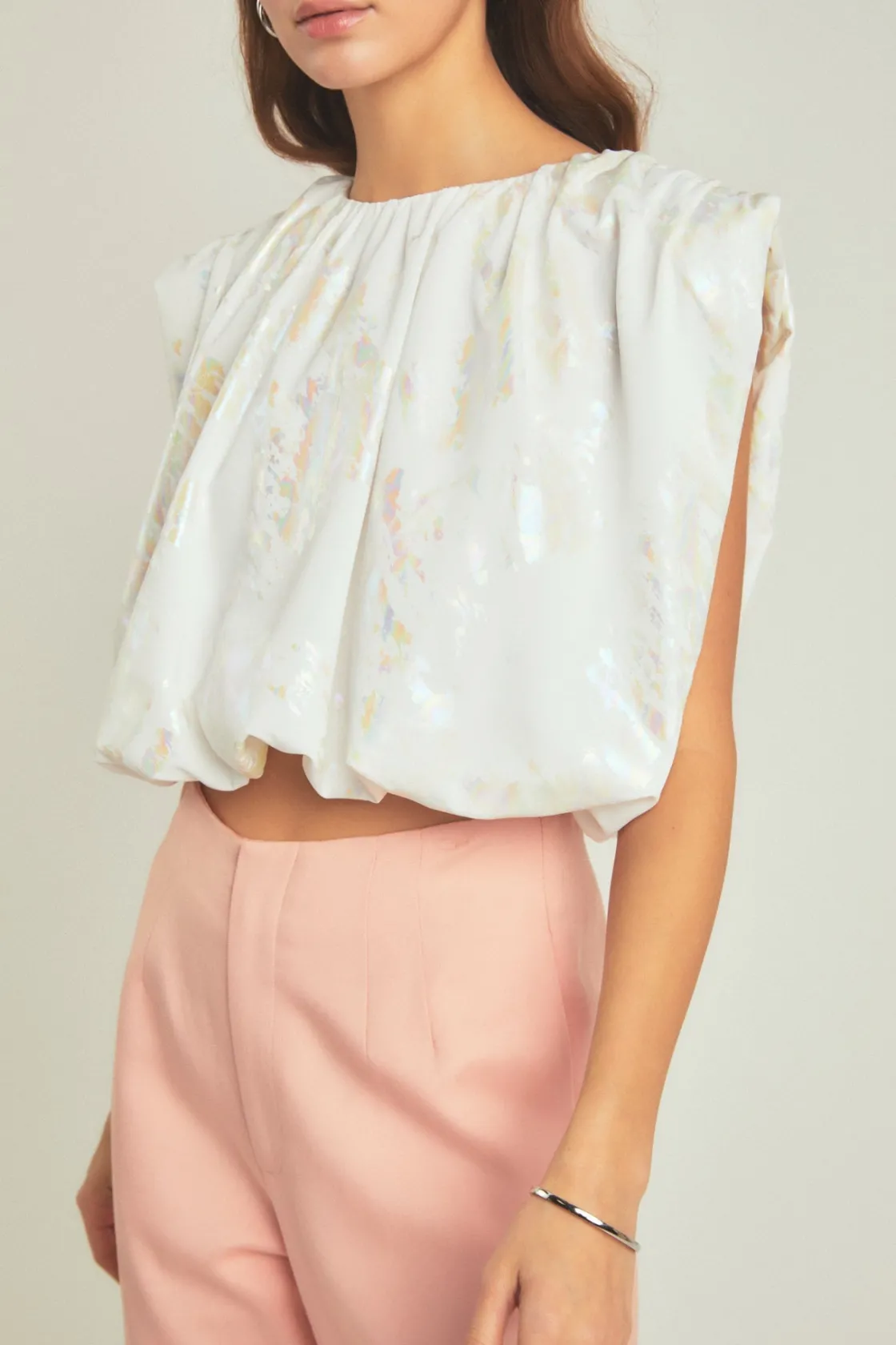endless_rose__printed_foi_0.webp ENDLESS ROSE Tops*- Printed Foil Sleeveless Top WHITE