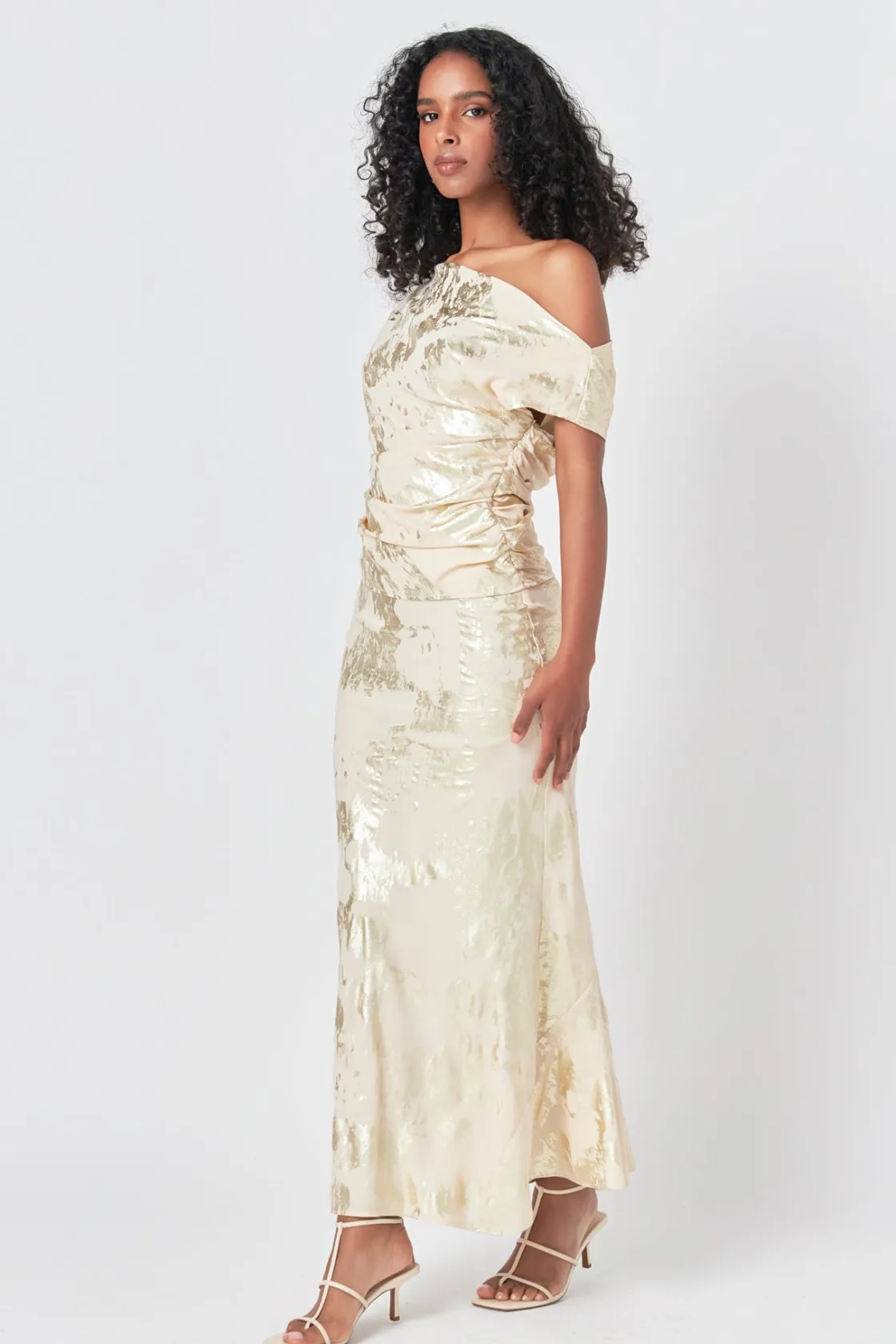 endless_rose__printed_foi_1-2.webp ENDLESS ROSE Matching Sets | Skirts*- Printed Foil Maxi Skirt NUDE