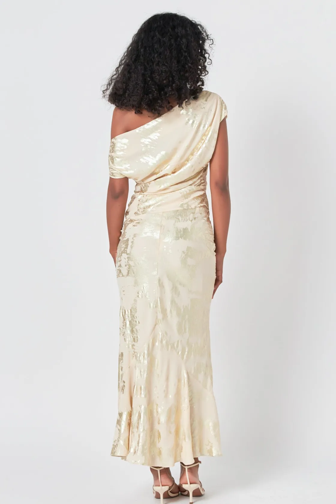 endless_rose__printed_foi_2-2.webp ENDLESS ROSE Matching Sets | Skirts*- Printed Foil Maxi Skirt NUDE
