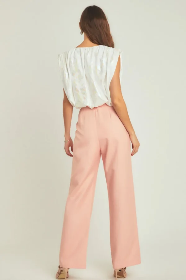 ENDLESS ROSE Tops*- Printed Foil Sleeveless Top WHITE