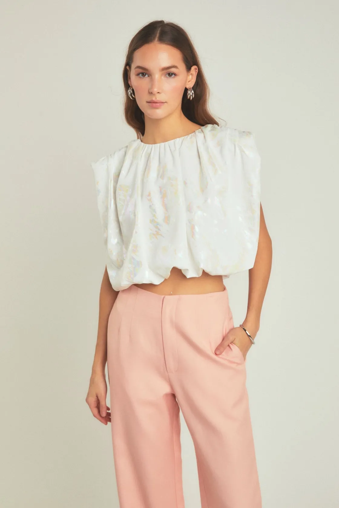 endless_rose__printed_foi_3.webp ENDLESS ROSE Tops*- Printed Foil Sleeveless Top WHITE