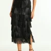 ENDLESS ROSE Skirts*- Pu Fringe Maxi Skirt BLACK