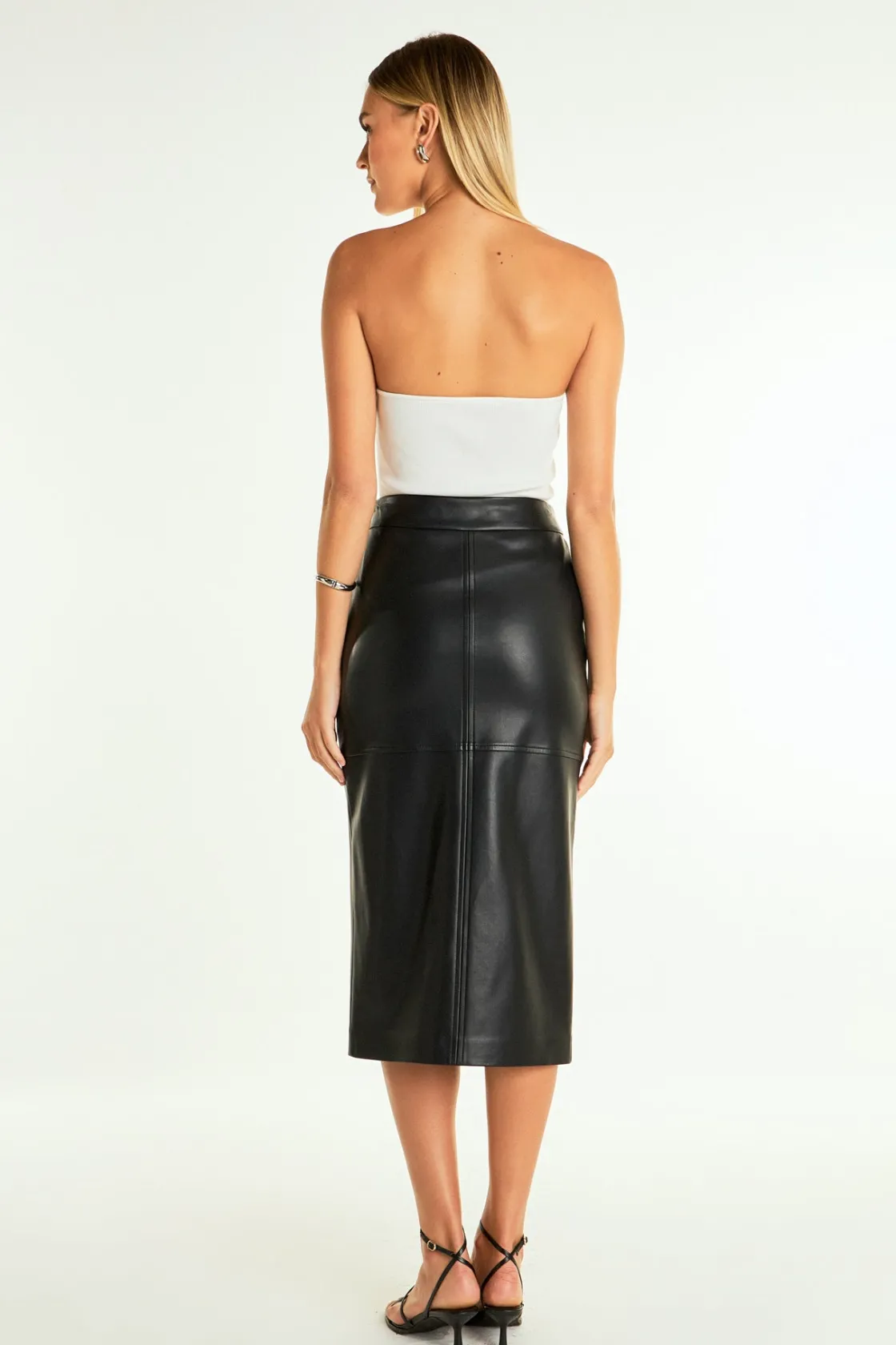 endless_rose__pu_front_sl_2.webp ENDLESS ROSE Skirts | Tops*- Pu Front Slit Midi Skirt BLACK