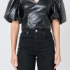 ENDLESS ROSE Tops*- Pu Puff Sleeve Top