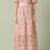 ENDLESS ROSE Lace Dresses | White Dresses*- Puff Sleeve Lace Tiered Maxi Dress
