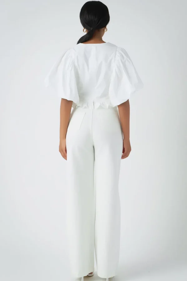 ENDLESS ROSE Tops*- Puff Sleeve Detail Top WHITE