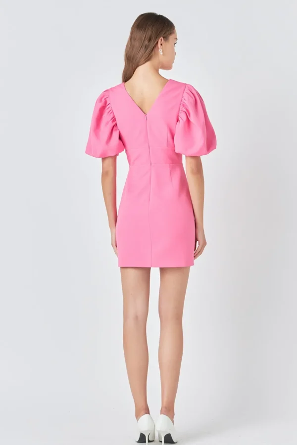 ENDLESS ROSE Tops*- Puff Sleeve Cut Out Mini Dress
