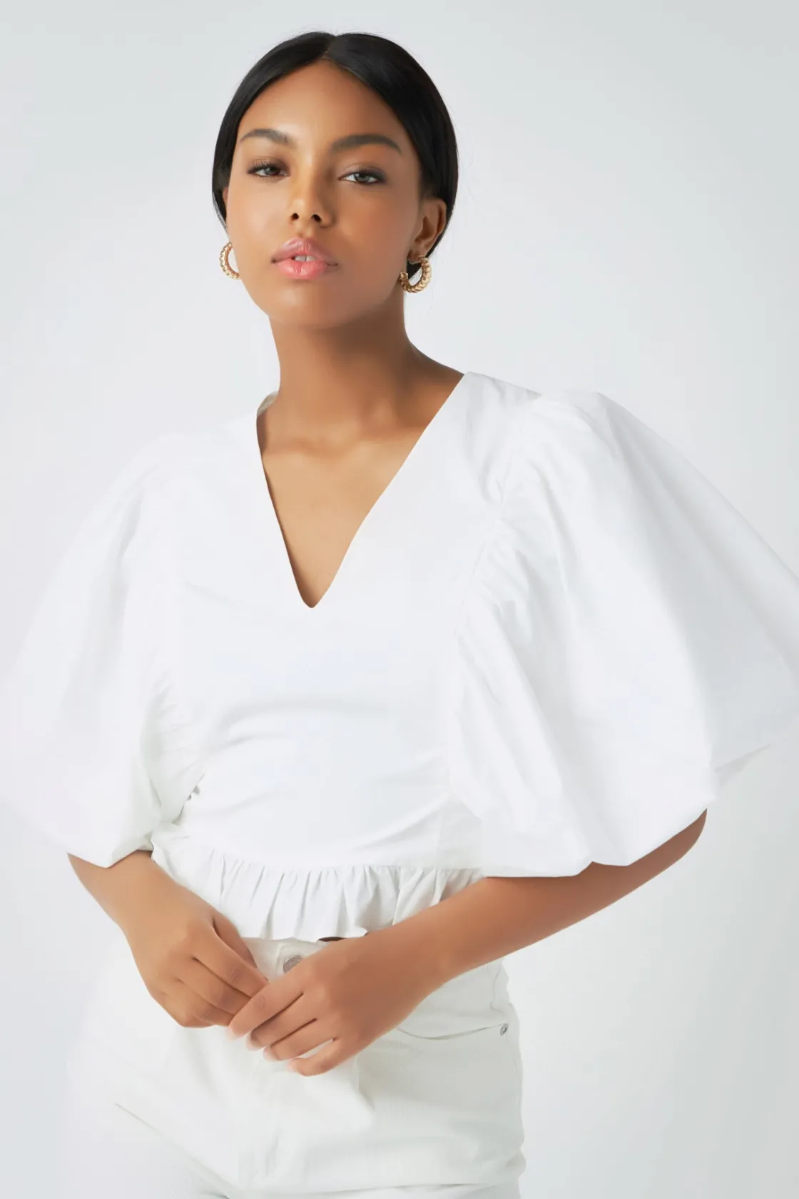 endless_rose__puff_sleeve_3-3.webp ENDLESS ROSE Tops*- Puff Sleeve Detail Top WHITE