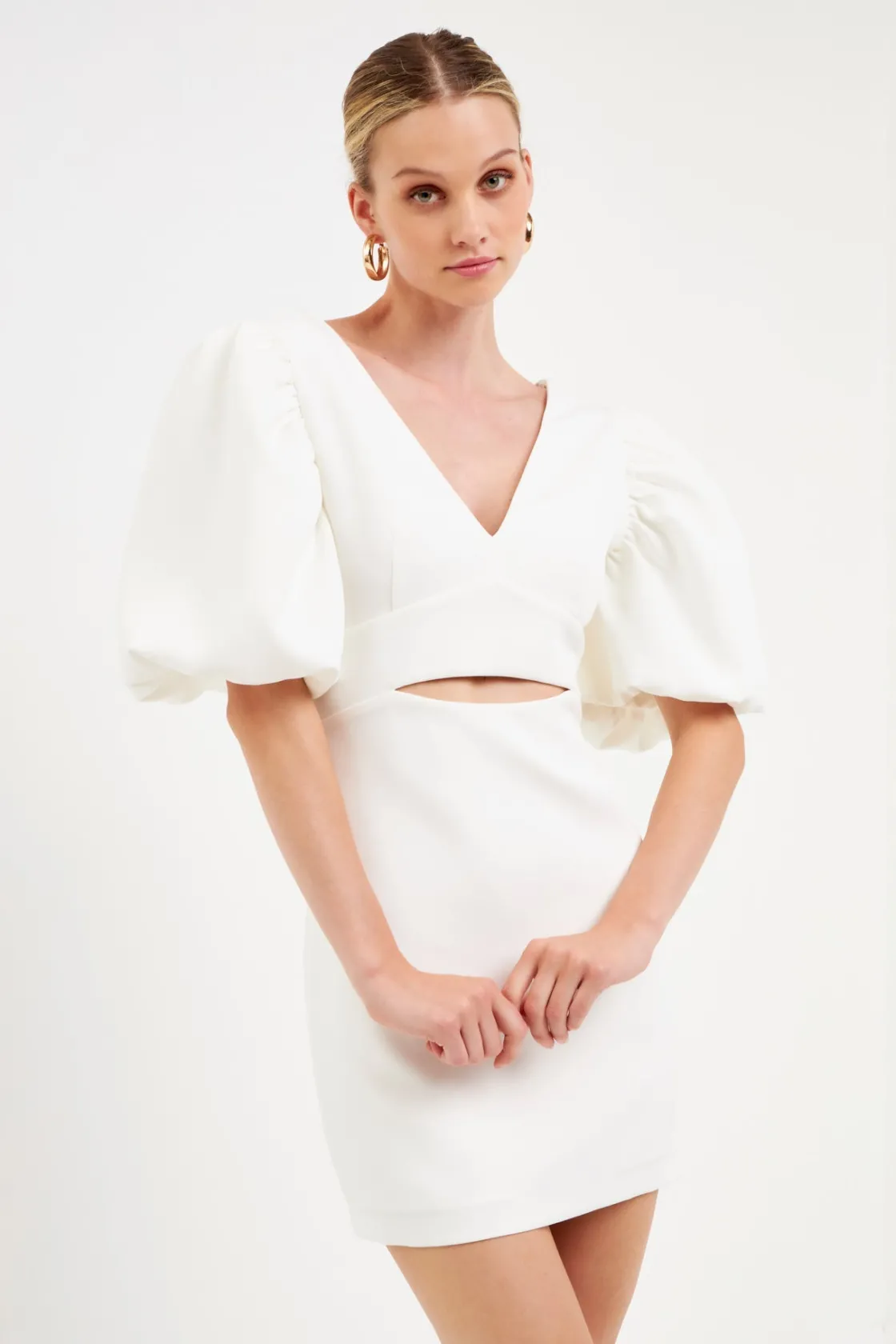endless_rose__puff_sleeve_8.webp ENDLESS ROSE Tops*- Puff Sleeve Cut Out Mini Dress