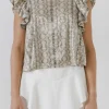 ENDLESS ROSE Tops*- Python Sequin Babydoll Top MULTI