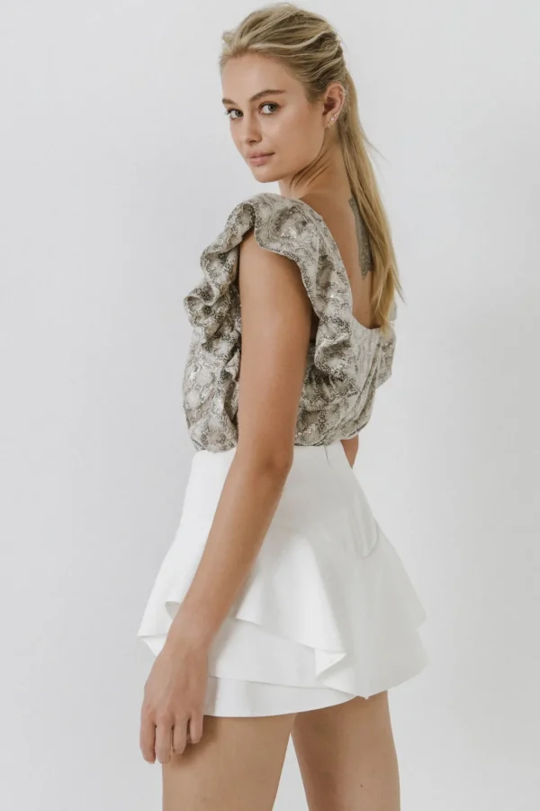 ENDLESS ROSE Tops*- Python Sequin Babydoll Top MULTI