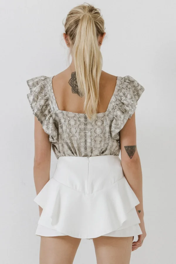 ENDLESS ROSE Tops*- Python Sequin Babydoll Top MULTI