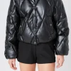 ENDLESS ROSE Jackets & Coats | Tops*- Quilted Pu Bomber BLACK
