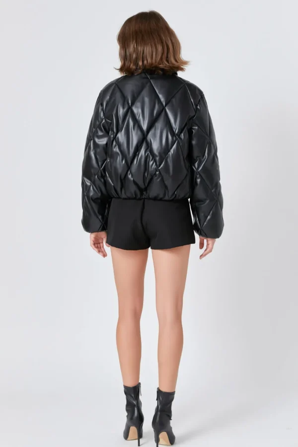 ENDLESS ROSE Jackets & Coats | Tops*- Quilted Pu Bomber BLACK