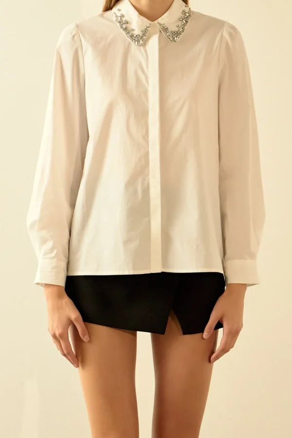 ENDLESS ROSE Shirts & Blouses*- Rhinestone Detailed Shirt OFFWHITE